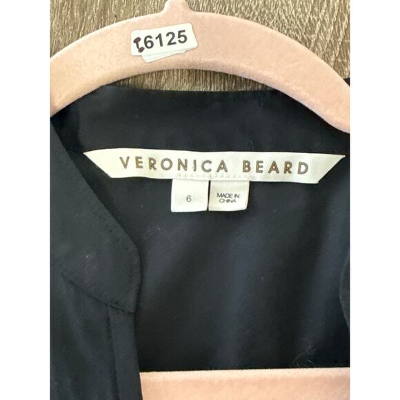 Veronica Beard Black Long Sleeve Cotton Button Up Midi Dress Sz 6 - Picture 4 of 4